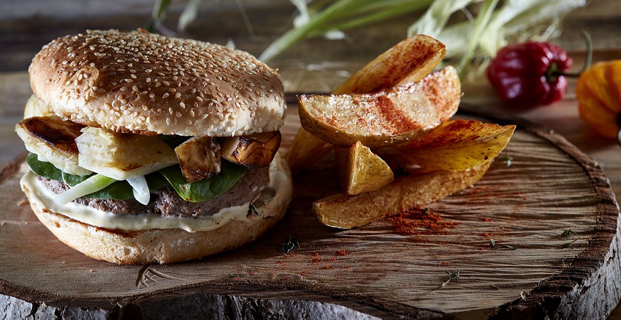 Cheeseburger με Ψητές Αγκινάρες