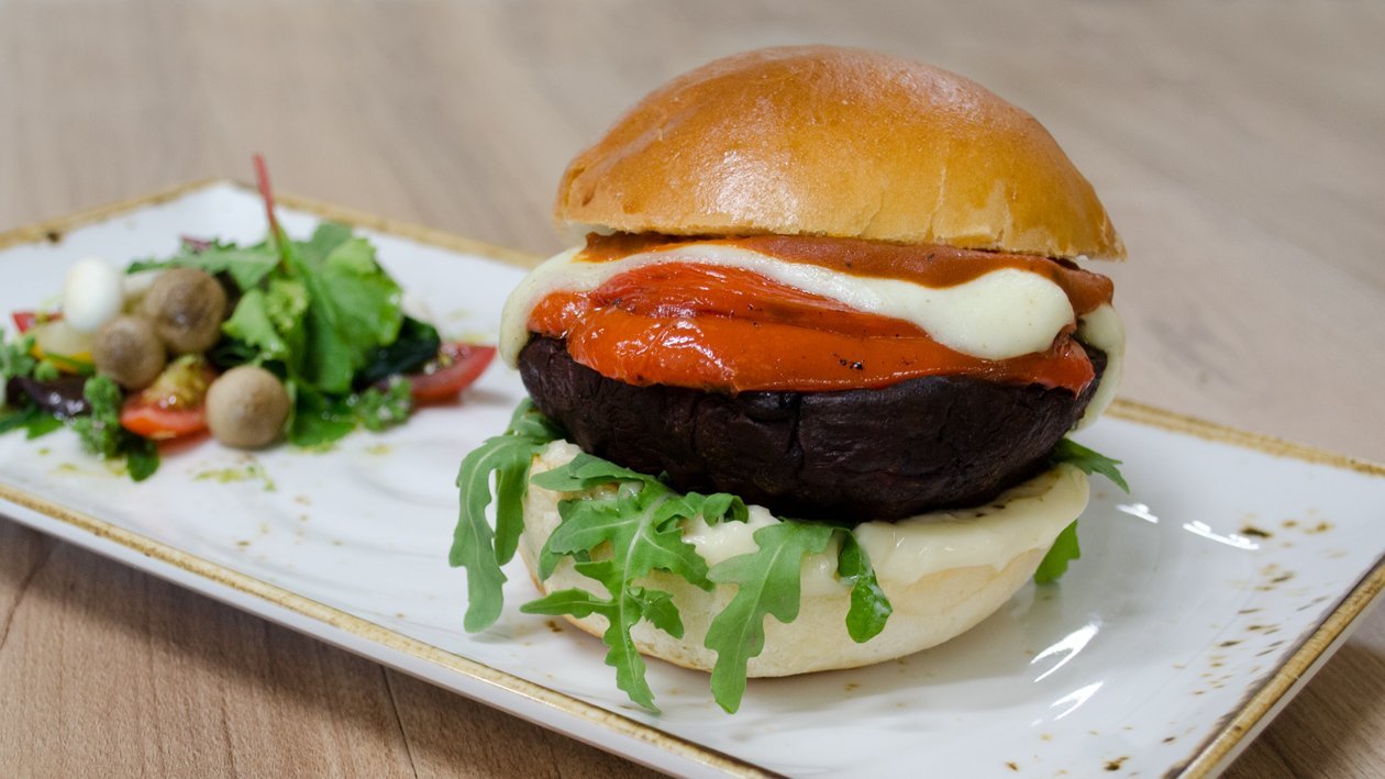 Mediterranean Style Grilled Portobello Sandwich